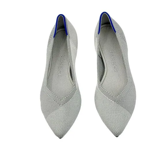 Rothy's The Point Ballet Flat Slip-On Comfortable Gull Gray Size W5 NWOT