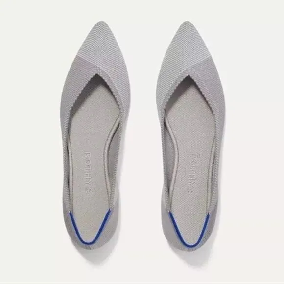Rothy's The Point Ballet Flat Slip-On Comfortable Gull Gray Size W5 NWOT