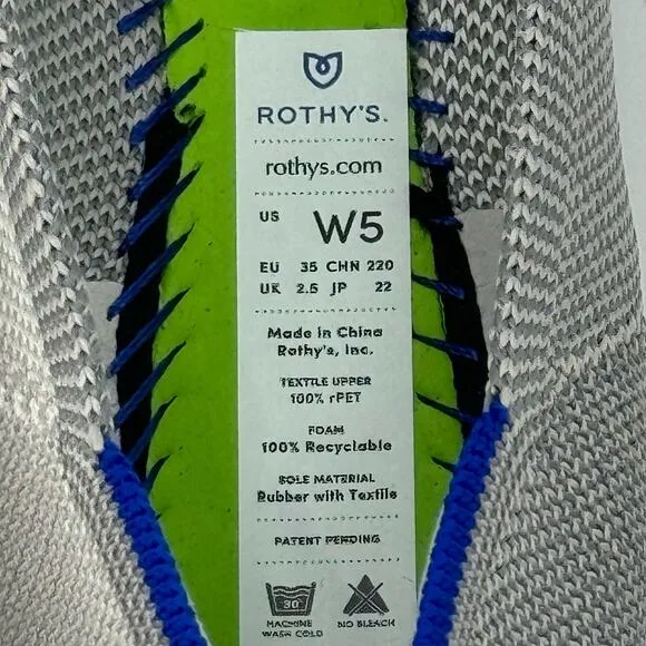 Rothy's The Point Ballet Flat Slip-On Comfortable Gull Gray Size W5 NWOT