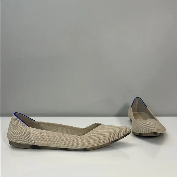 Rothy’s The Point Ecru Flats With Tortoise Shell Outsoles Size 7