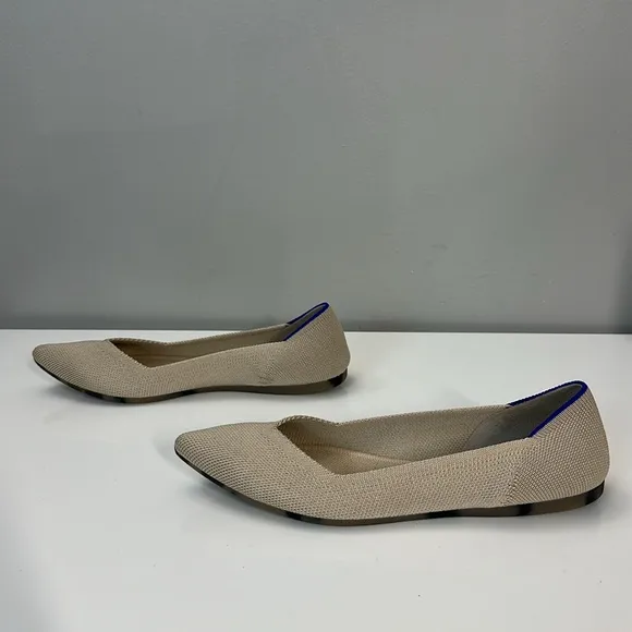 Rothy’s The Point Ecru Flats With Tortoise Shell Outsoles Size 7