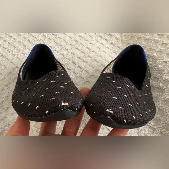 Rothy's The Point Flats in Ivory Dot Size 7 Black Discontinued RETIRED Color