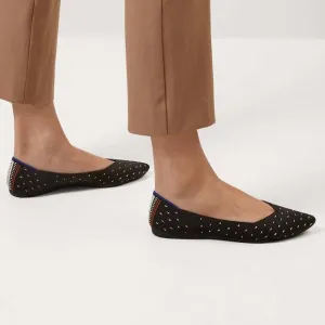 Rothy's The Point Flats in Ivory Dot Size 7 Black Discontinued RETIRED Color