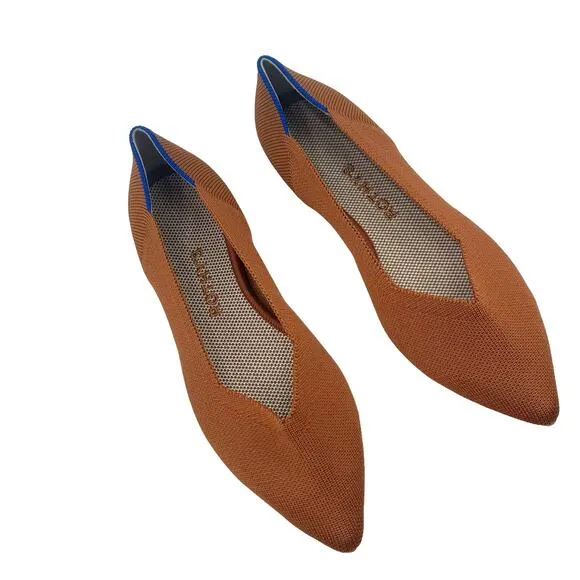 Rothy's The Point Toe Ballet Flat Slip-On Brandy Brown Size W7.5 NWOT