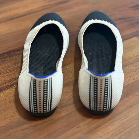 Rothy’s The Square Tuxedo Black and Cream Women's Flats size 9.5