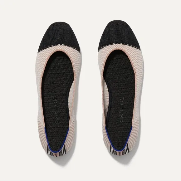 Rothy’s The Square Tuxedo Black and Cream Women's Flats size 9.5