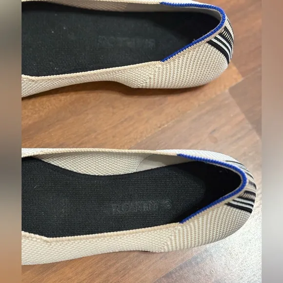 Rothy’s The Square Tuxedo Black and Cream Women's Flats size 9.5