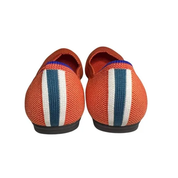 Rothy’s Women’s 7 The Flat Persimmon Marine Stripe Slip On Shoes Round Toe