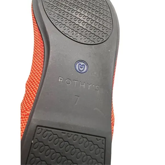 Rothy’s Women’s 7 The Flat Persimmon Marine Stripe Slip On Shoes Round Toe