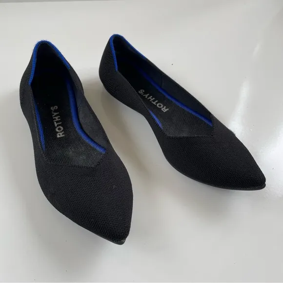 Rothy's Women's Black Solid The Point Flats Slip On Shoes Size 6.5