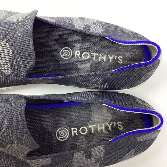 Rothys's Women's Black And Gray Camouflage Slip On Sneakers Shoes Size 11.5