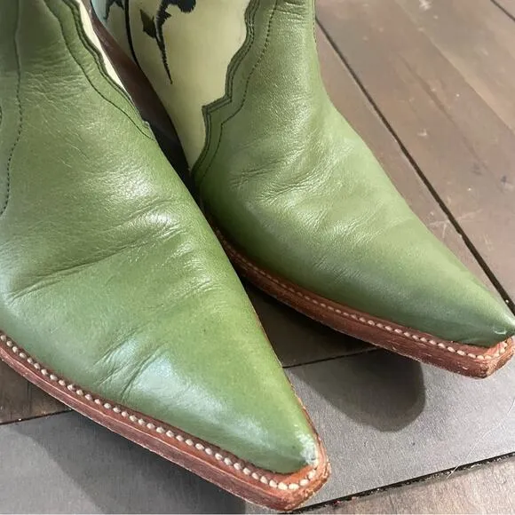 Rudel cowboy boots green flower embroidery