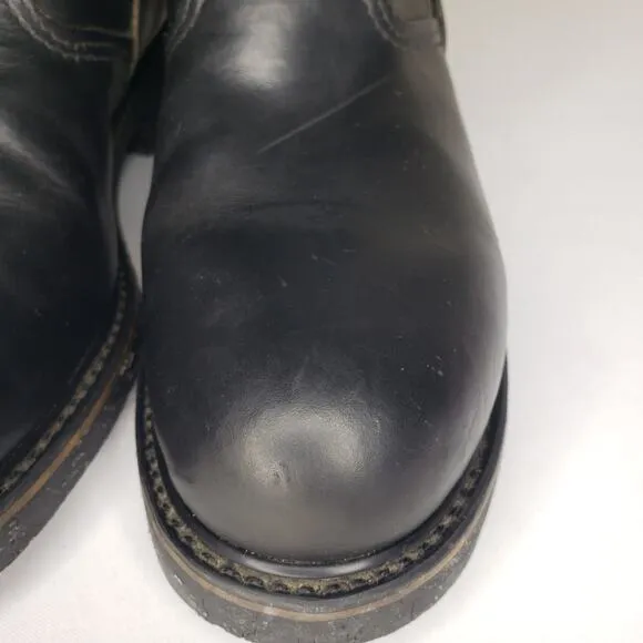 SAFETY FIRST Mens 8 D Black Leather Motorcycle Engineer Boots Steel Toe 1551
