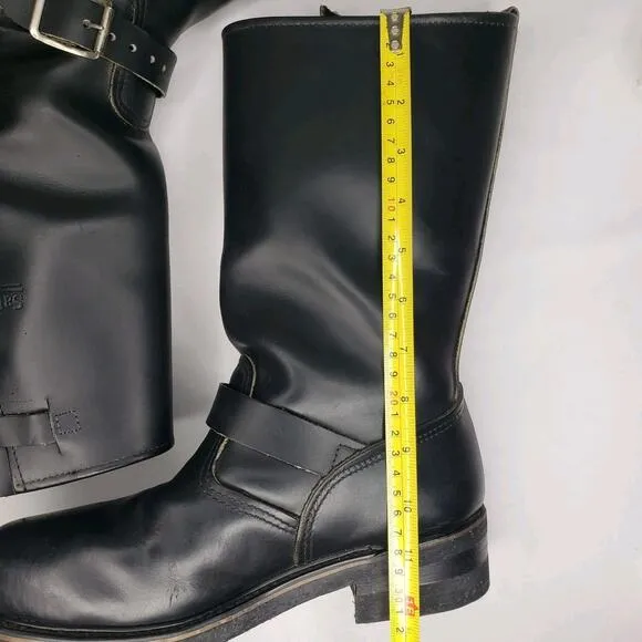 SAFETY FIRST Mens 8 D Black Leather Motorcycle Engineer Boots Steel Toe 1551