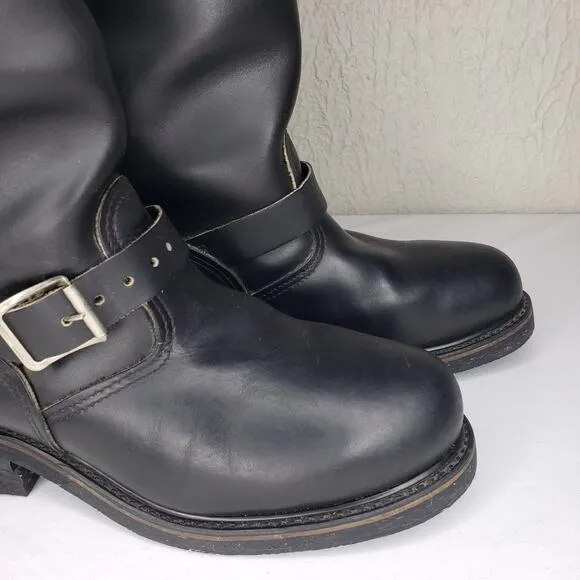 SAFETY FIRST Mens 8 D Black Leather Motorcycle Engineer Boots Steel Toe 1551