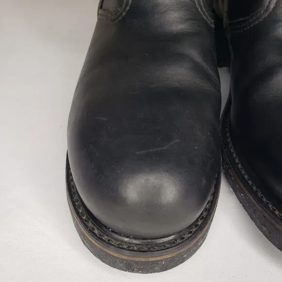 SAFETY FIRST Mens 8 D Black Leather Motorcycle Engineer Boots Steel Toe 1551