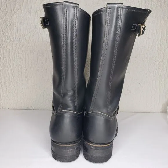 SAFETY FIRST Mens 8 D Black Leather Motorcycle Engineer Boots Steel Toe 1551