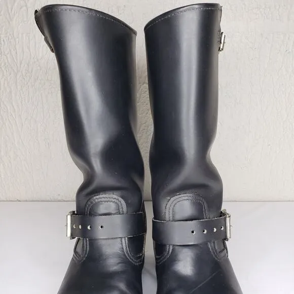SAFETY FIRST Mens 8 D Black Leather Motorcycle Engineer Boots Steel Toe 1551