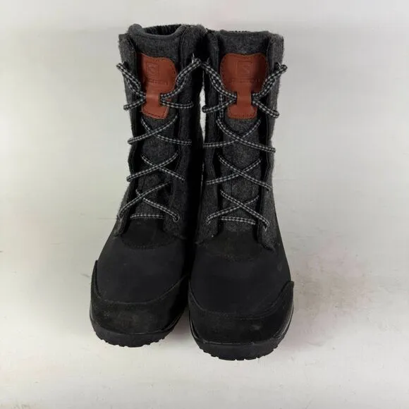 Salomon Hime Mid Snow Bootie Women's 6.5 Gray Lace-Up Waterproof Winter Boots