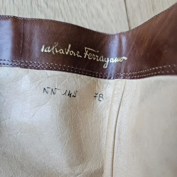 Salvatore Ferragamo CARLA women's‎ Brouged Leather Dress Boots, Camel size 7