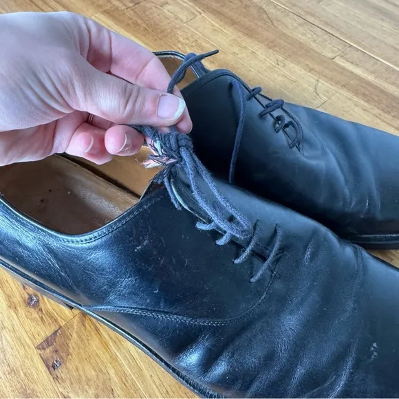 Salvatore Ferragamo Oxford Black Leather Lace Up Dress Shoes Size 10.5