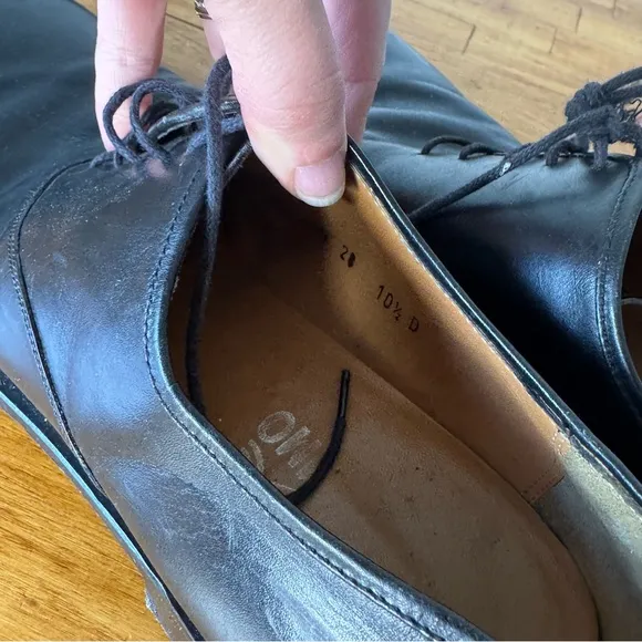 Salvatore Ferragamo Oxford Black Leather Lace Up Dress Shoes Size 10.5