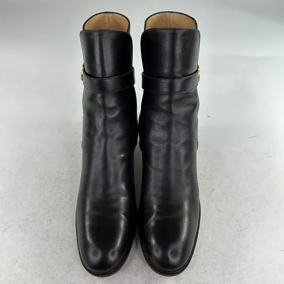 Salvatore Ferragamo Womens Leather Strappy Buckle Ankle Boots US 7 AA Dark Brown