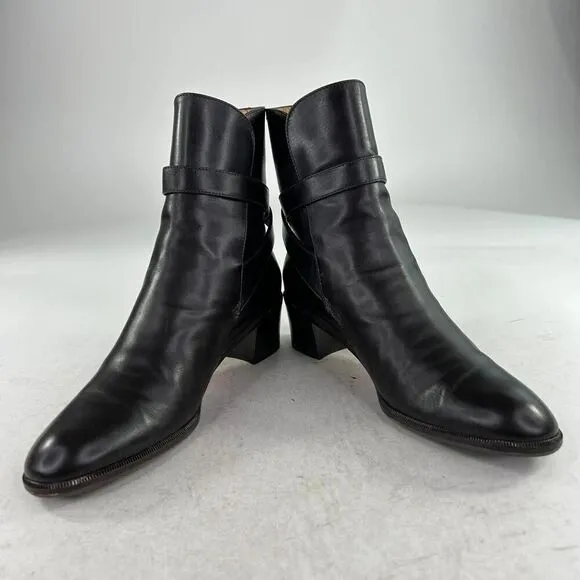 Salvatore Ferragamo Womens Leather Strappy Buckle Ankle Boots US 7 AA Dark Brown