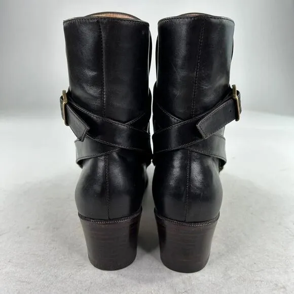 Salvatore Ferragamo Womens Leather Strappy Buckle Ankle Boots US 7 AA Dark Brown
