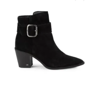 Sam Edelman Black Leonia Buckled Suede Booties Size 8.5