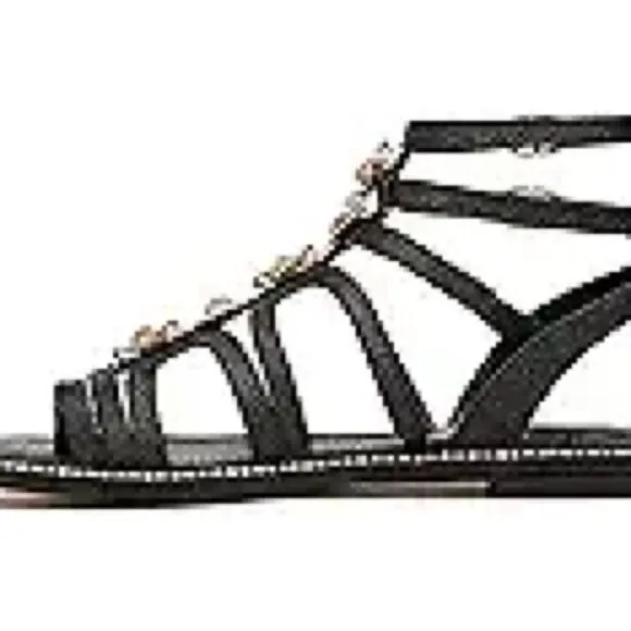 SAM EDELMAN Black Tianna GLADIATOR Sleek Sandals NWT Size 6.5 Crystal Accents