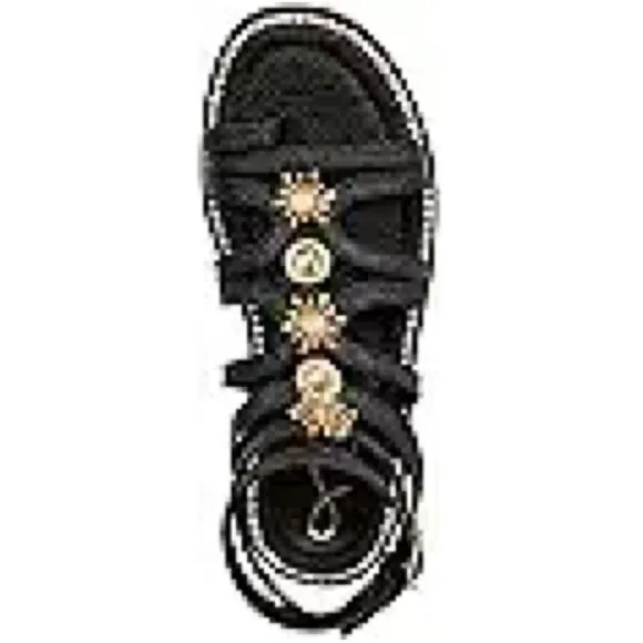 SAM EDELMAN Black Tianna GLADIATOR Sleek Sandals NWT Size 6.5 Crystal Accents