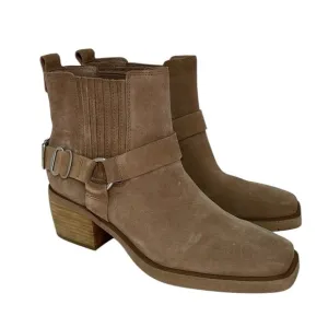 SAM EDELMAN Boots Ankle Booties Bellamie Brown Taupe Leather Harness Size 7.5