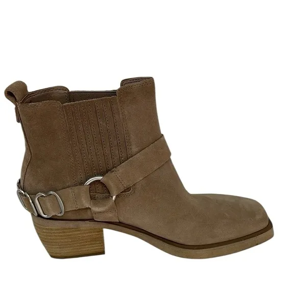 SAM EDELMAN Boots Ankle Booties Bellamie Brown Taupe Leather Harness Size 7.5
