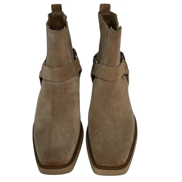 SAM EDELMAN Boots Ankle Booties Bellamie Brown Taupe Leather Harness Size 7.5