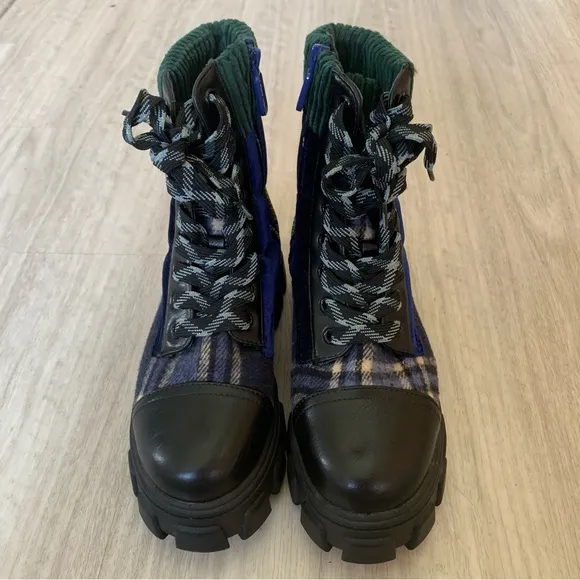 Sam Edelman Circus Velvet Darren Combat Boots In Navy