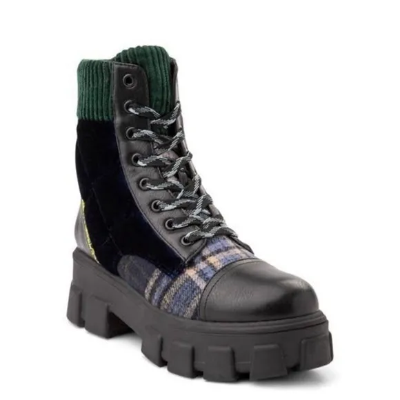 Sam Edelman Circus Velvet Darren Combat Boots In Navy