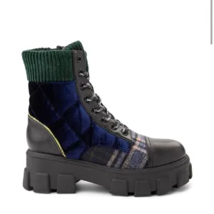 Sam Edelman Circus Velvet Darren Combat Boots In Navy