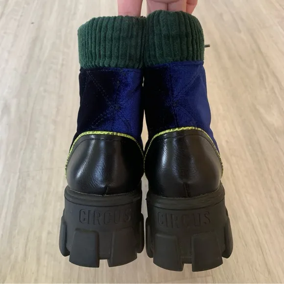 Sam Edelman Circus Velvet Darren Combat Boots In Navy
