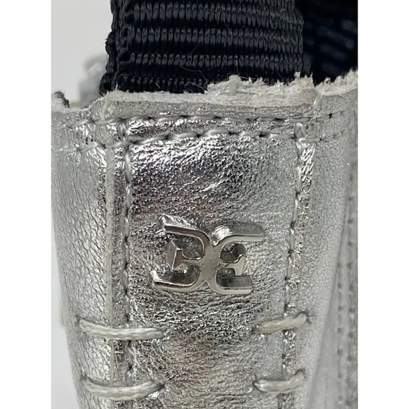 Sam Edelman Girls size 4 Laguna Mini Boots Soft Silver Leather zip up boots