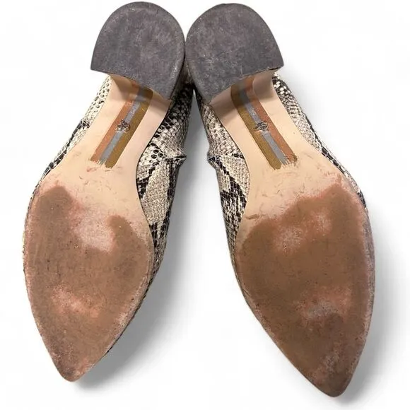 Sam Edelman Hilty Snake‎ Skin Ankle Boot Block Heel Pointed Toe US 8M EUR 38