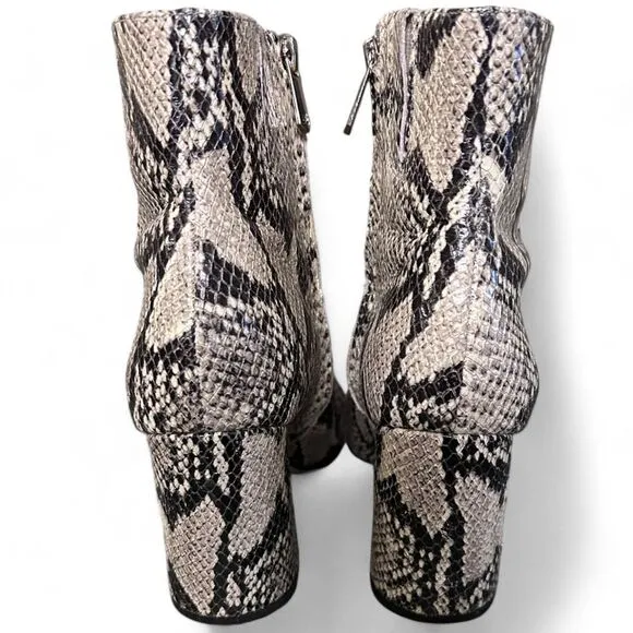 Sam Edelman Hilty Snake‎ Skin Ankle Boot Block Heel Pointed Toe US 8M EUR 38