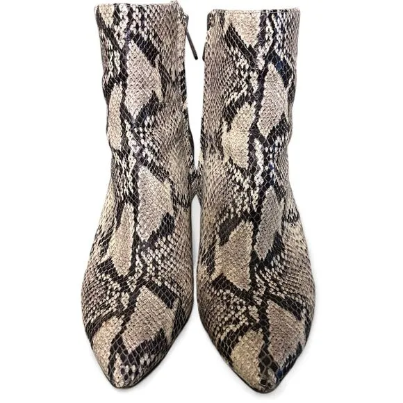 Sam Edelman Hilty Snake‎ Skin Ankle Boot Block Heel Pointed Toe US 8M EUR 38