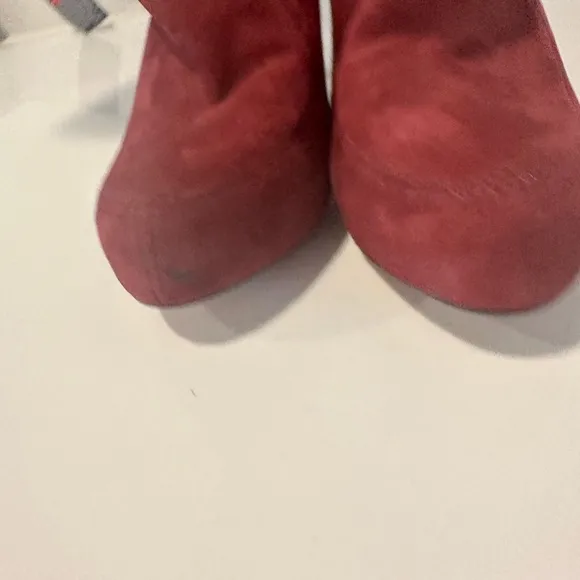 Sam Edelman Kit Burgundy Red Suede High Heel Platform Ankle Booties Size 9.5