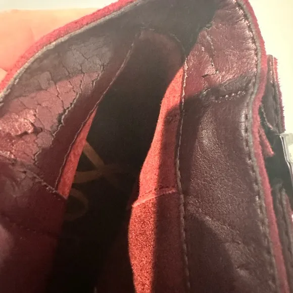 Sam Edelman Kit Burgundy Red Suede High Heel Platform Ankle Booties Size 9.5