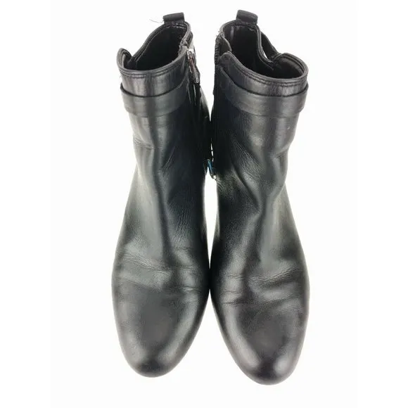 Sam Edelman Maddox Black Leather Side Zip Ankle Boots Womens Booties Size 7.5 M