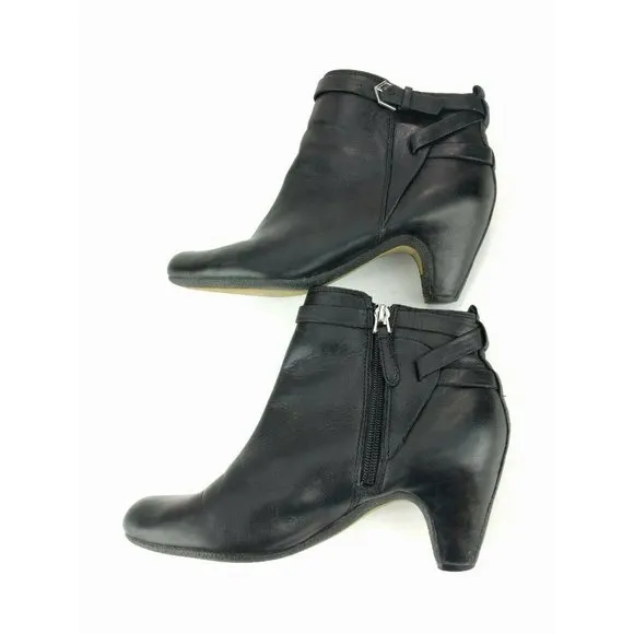 Sam Edelman Maddox Black Leather Side Zip Ankle Boots Womens Booties Size 7.5 M