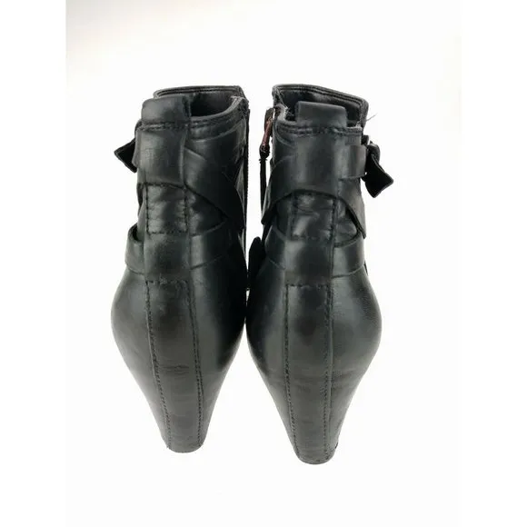 Sam Edelman Maddox Black Leather Side Zip Ankle Boots Womens Booties Size 7.5 M