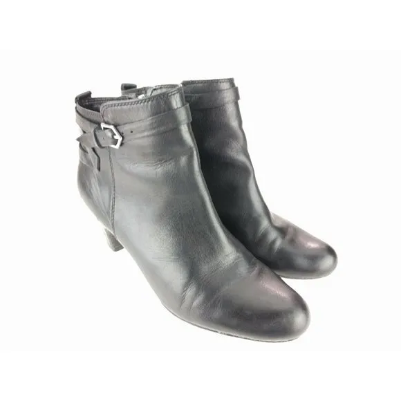 Sam Edelman Maddox Black Leather Side Zip Ankle Boots Womens Booties Size 7.5 M