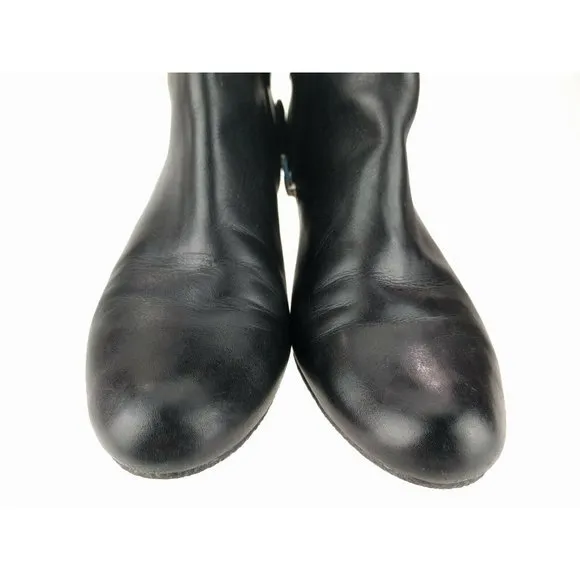 Sam Edelman Maddox Black Leather Side Zip Ankle Boots Womens Booties Size 7.5 M